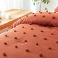 Terracotta Comforter Queen Comforter Set Burnt Orange Comforter Boho Comforter Tufted Pom Pom Ultra Soft Bed Set with 2 Pillow Cases All Season
