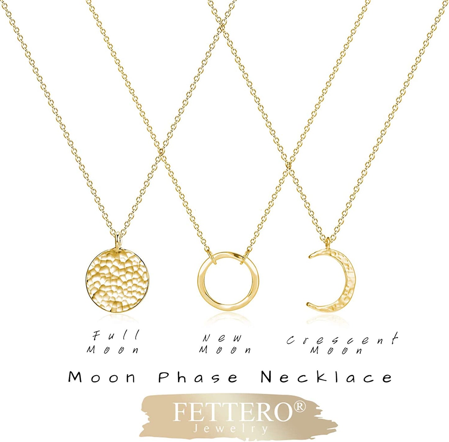 Pendant Necklace Gold Choker Layered Coin Open Karma Circle Full New Crescent Moon 14K Gold Plated Dainty Simple Moon Phase Jewelry for Women Gift