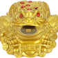Large Money Toad Statue, Feng Shui Three Legged Toad with Coin, Lucky Charm Wealth Frog for Cash Register, Office Desk , House Warming, Store Opening Gift (Gold)
