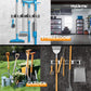 Mop Broom Holder Wall Mount Metal Pantry Organization and Storage Garden Kitchen Tool Organizer Wall Hanger for Home Goods (4 Positions with 4 Hooks, Black)