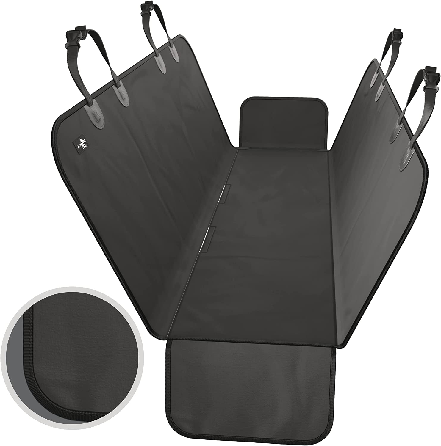 Car Seat Cover for Dogs - Standard Waterproof Dog Seat Cover for Back Seat in SUV or Truck - Convertible Pet Hammock & Trunk Protector for Travel - Black