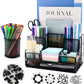 Desk Organizers and Accessories, Office Supplies Desk Organizer Caddy with 7 Compartments + Pen Holder / 72 Clips Set, Mesh Desk Organizer with Drawer, Black Desktop Organizer for Home, Office Ect