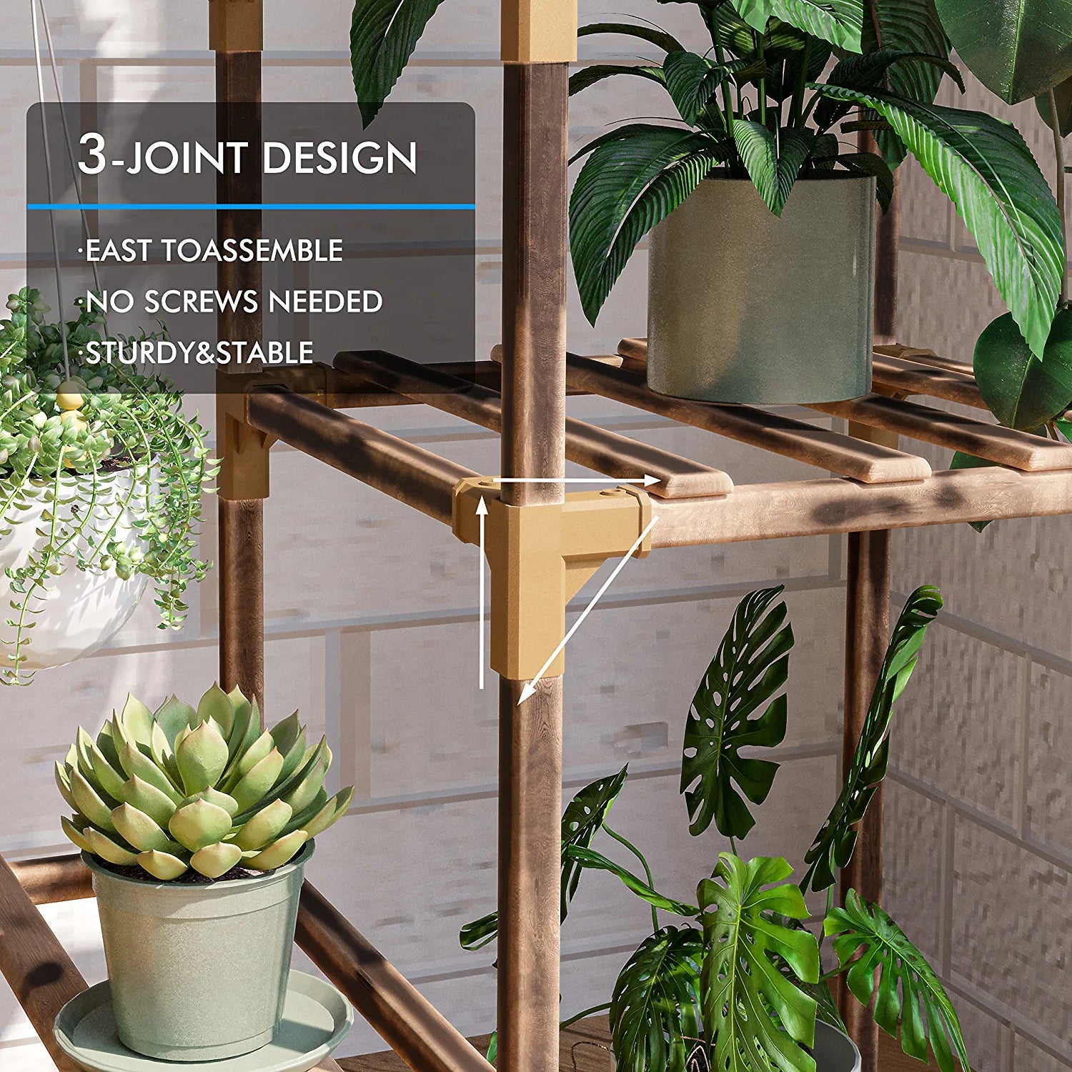 Plant Stand Indoor, Outdoor Wood Plant Stands for Multiple Plants, Tiered Plant Shelf Table Plant Pot Stand for Living Room, Patio, Balcony