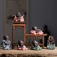 Ceramic Tiny Cute Buddha Statue Monk Figurine Creative Baby Buddha Crafts Adorable Ornaments Classic Delicate Ceramic Arts and Crafts Small (7 X 10 Cm) (Green)