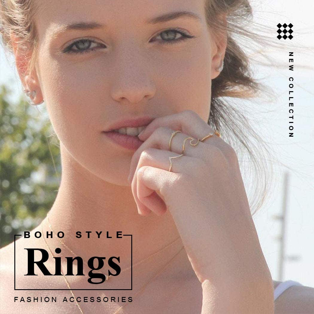 Knuckle Rings Index Finger Rings Hollow Love Rose Gold Ring Sets for Women and Girls