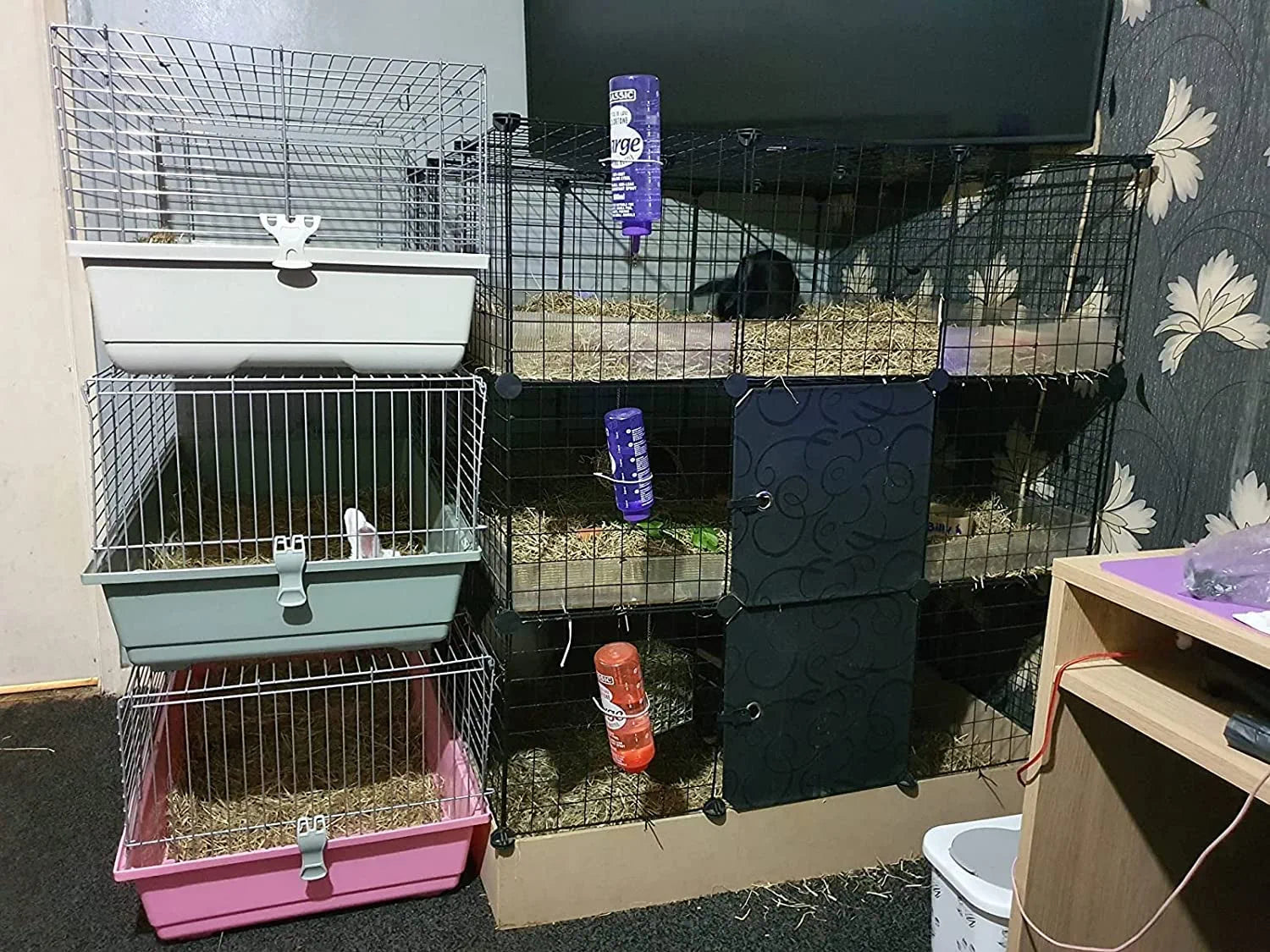 DIY Small Animal Playpen, Pet Playpen, Rabbit Cage, Guinea Pig Cages, Puppy Playpen, Kitten Playpen | Indoor & Outdoor Portable Metal Wire Yard Fence (16Pcs Metal Panels)