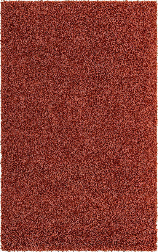 - Über Cozy Solid Shag Collection Rug – 5' X 8' Terracotta Shag Rug Perfect for Bedrooms, Dining Rooms, Living Rooms, 5 X 8 Feet