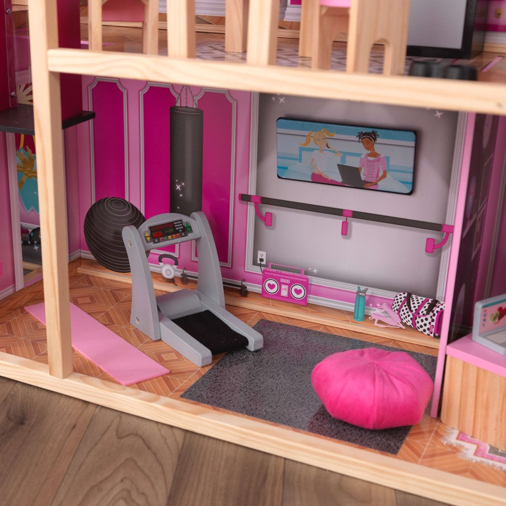Shimmer Mansion Wooden Dollhouse, over 4 Feet Tall, Lights & Sounds and 30 Pieces