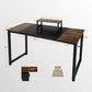 55 Inch Computer Desk, Home Office Desk, Large Writing Study Table with Splice Board, Morden Laptop Table with Monitor Stand, Headphone Hook, Extra Strong Legs (Black + Rustic Brown)