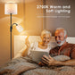 LED Floor Lamps for Living Room, 15W Dimmable Floor Lamp with 4W Adjustable Reading Light, 3000K Brightness Light, Modern Floor Lamp with Linen Lampshade,Led Standing Lamp for Bedroom,Office,Farmhouse