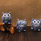 Owl Figurine with See No Evil,Hear No Evil,Speak No Evil,Adorable Decoration for Home Office Set of 3,Purple