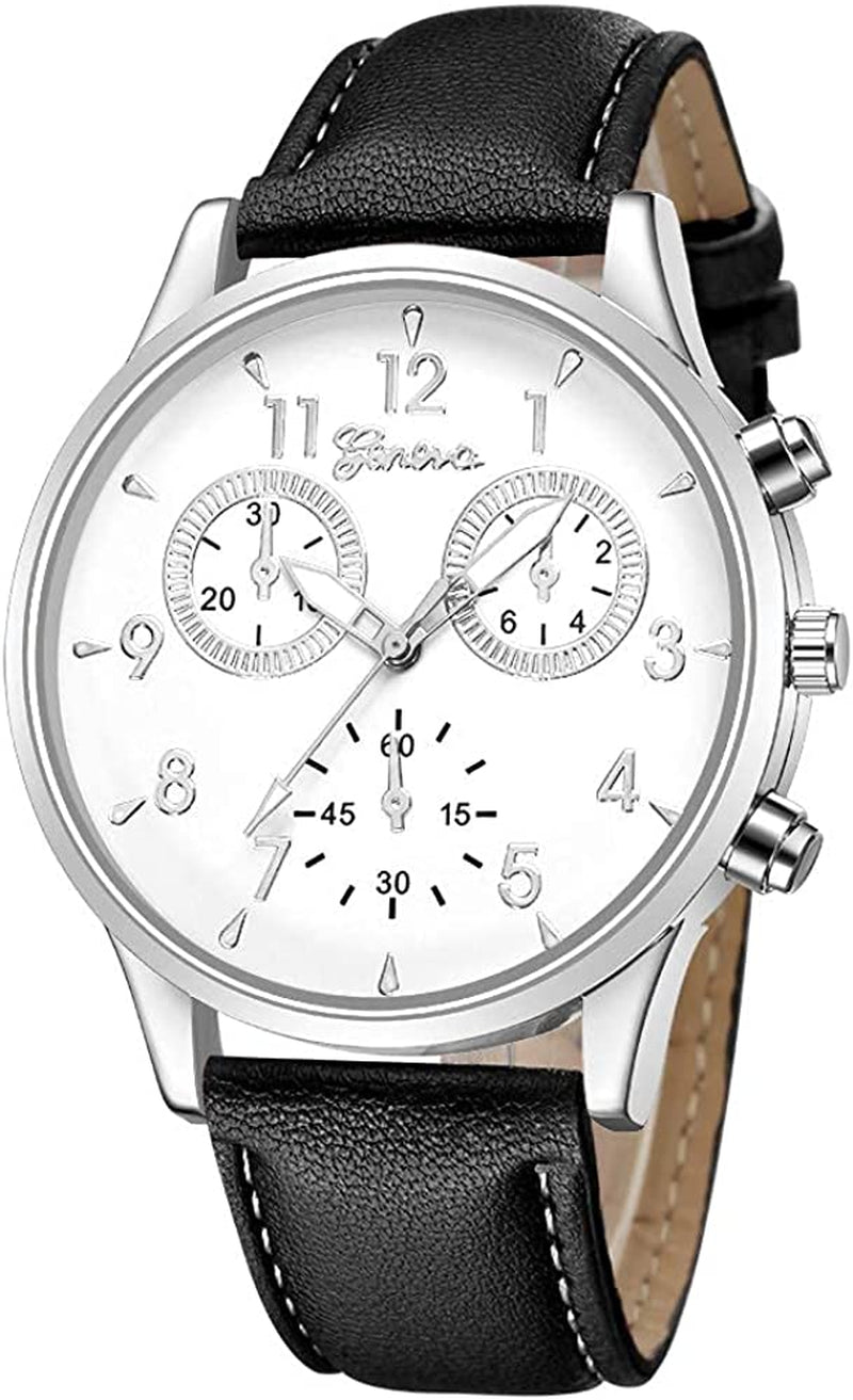 6 Pack Men'S Leather Quartz Watch Geneva Boys Casual Dress Wrist Band Watches Wholesale Lots Set