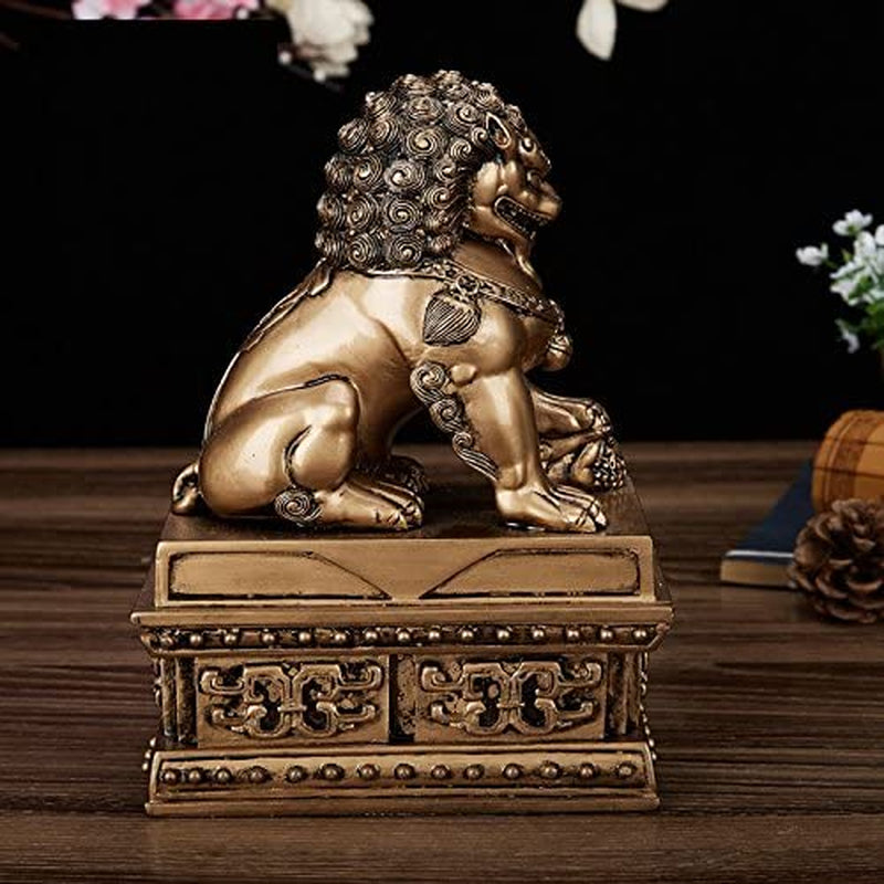 Wealth Porsperity Pair of Fu Foo Dogs Guardian Lion Statues,Best Housewarming Congratulatory Gift to Ward off Evil Energy,Feng Shui Decor