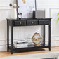 3-Drawer Wooden Console Table Entryway Table with Storage Shelf Pine Wood Legs, Black