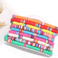 Surfer Heishi Bracelets for Women Stackable Rainbow Vinyl Disc Clay Beaded Stretch Bracelets Elastic Layering Friendship Bracelets Boho Summer Beach Jewelry