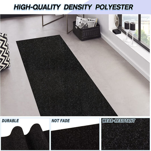 Custom Size Backed Non-Slip Area Rugs Runner, Easy Clean, Waterproof Runner Rugs for Hallway Entryway, Kitchen, Laundry, 2FT X 6FT, Black