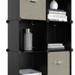 6-Cube Storage Organizer, Closet Organizer Storage Shelf Bookcase Bookshelf with Metal Hammer, Storage Cubes Organizer Cabinet for Kids, Closet, Bedroom, Bathroom, (11.8X11.8X11.8 Inch), Black