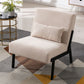 Cream Accent Chair for Living Room Tuffed Upholstered Sofa Chairs Fabric Armless Contemporary Accent Chair Mid Century Fabric Roll Arm Living Room Chair with Metal Legs