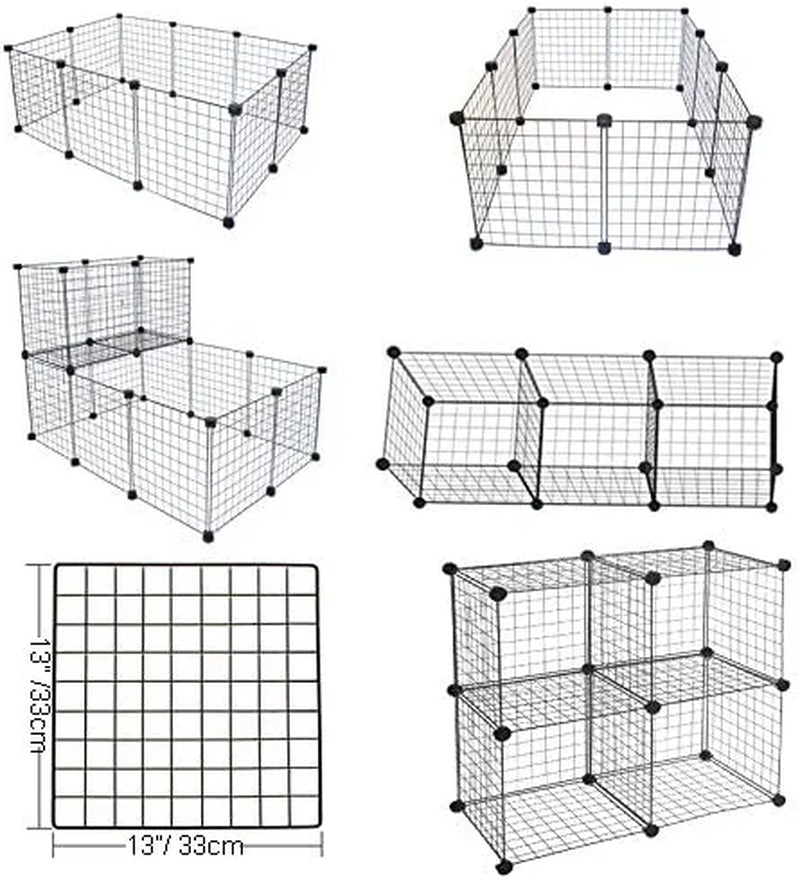 DIY Small Animal Playpen, Pet Playpen, Rabbit Cage, Guinea Pig Cages, Puppy Playpen, Kitten Playpen | Indoor & Outdoor Portable Metal Wire Yard Fence (16Pcs Metal Panels)