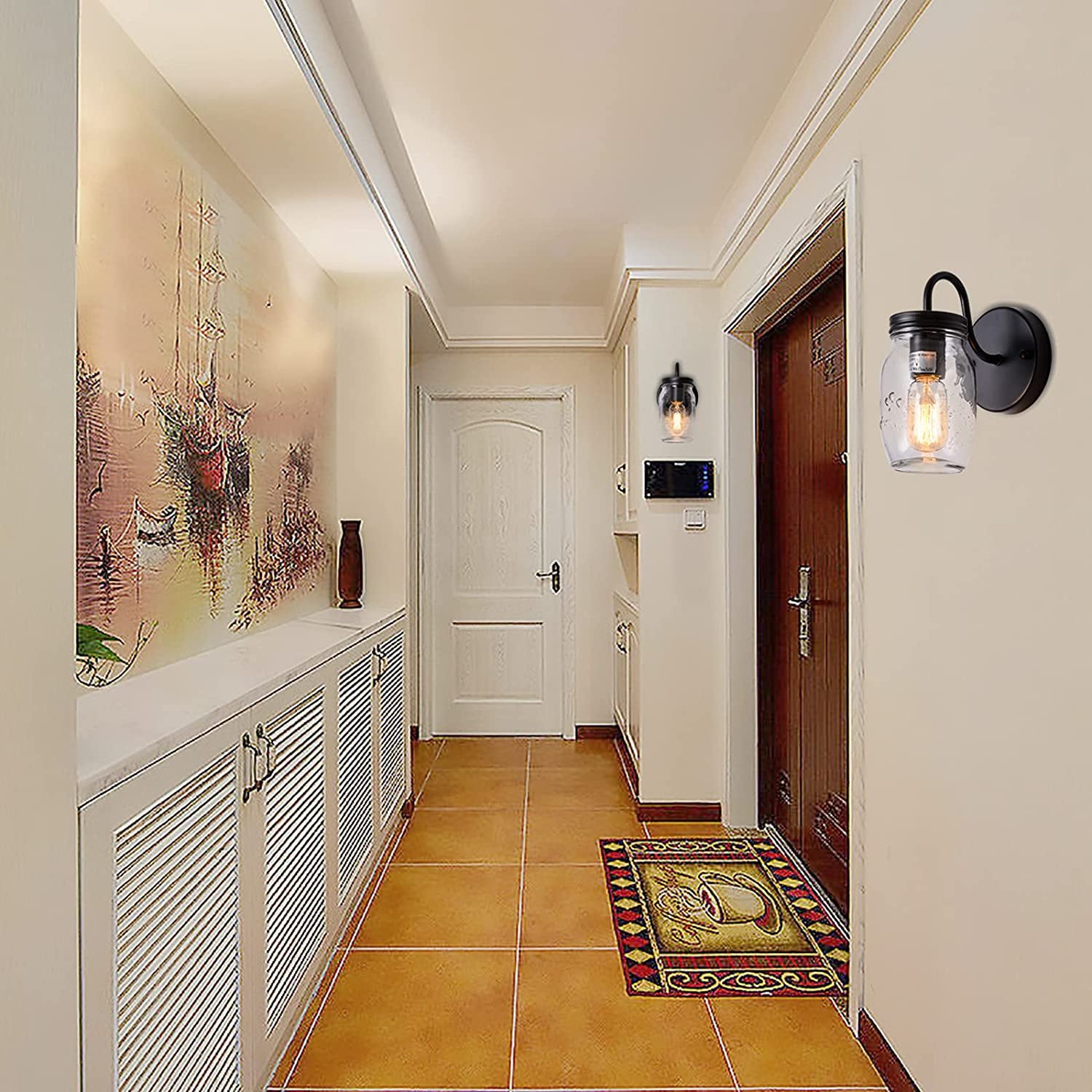 Mason Jar Light Fixture Retro Wall Sconce Farmhouse Hallway Lighting Bathroom Vanity Light (2 Packs)