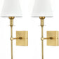 Wall Sconces Sets of 2, Brushed Brass Sconces Wall Lighting with Fabric Shade, Column Stand Bathroom Vanity Light Fixture for Hallway, Entryway, Passway Kitchen, Gold