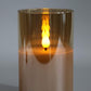 Gold Glass Battery Operated Candles with Remote, Flameless LED Candle Gift Set, Warm White Light, Batteries Included - Set of 3