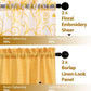 2 Embroidery Floral Semi Sheer Curtains and 2 Burlap Privacy Curtains for Windows 4 Panel Curtains Set Yellow Curtains for Living Room Curtains 84 Inches Long (Cornsilk, W27.5Xl84 Inch Each)
