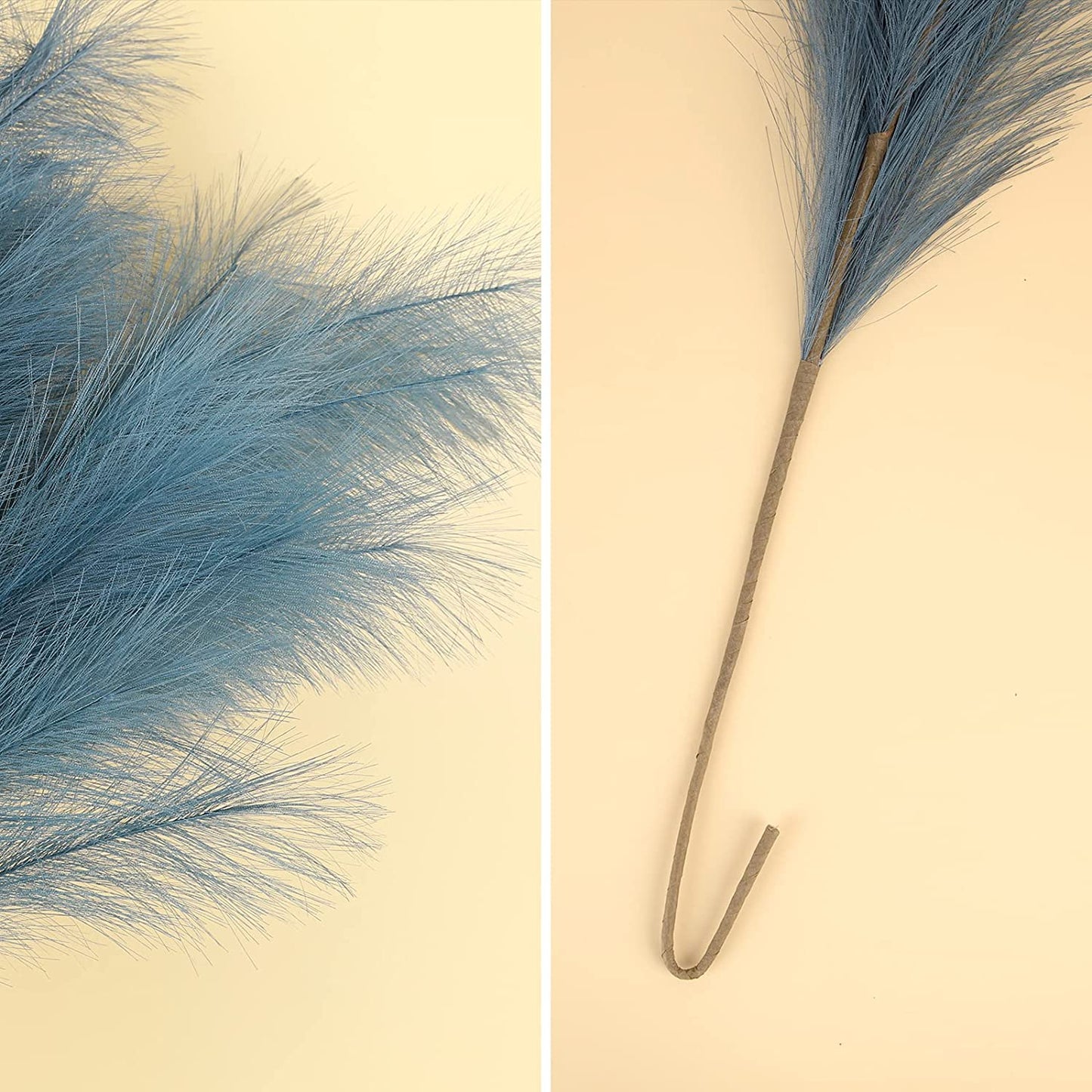 7-Pcs 38"/3.1FT Faux Pampas Grass Large Tall Fluffy Artificial Fake Flower Boho Decor Bulrush Reed Grass for Vase Filler Farmhouse Home Wedding Decor (Blue)