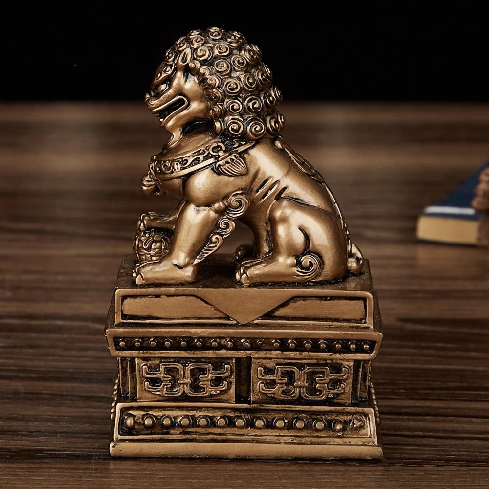 Wealth Porsperity Pair of Fu Foo Dogs Guardian Lion Statues,Best Housewarming Congratulatory Gift to Ward off Evil Energy,Feng Shui Decor
