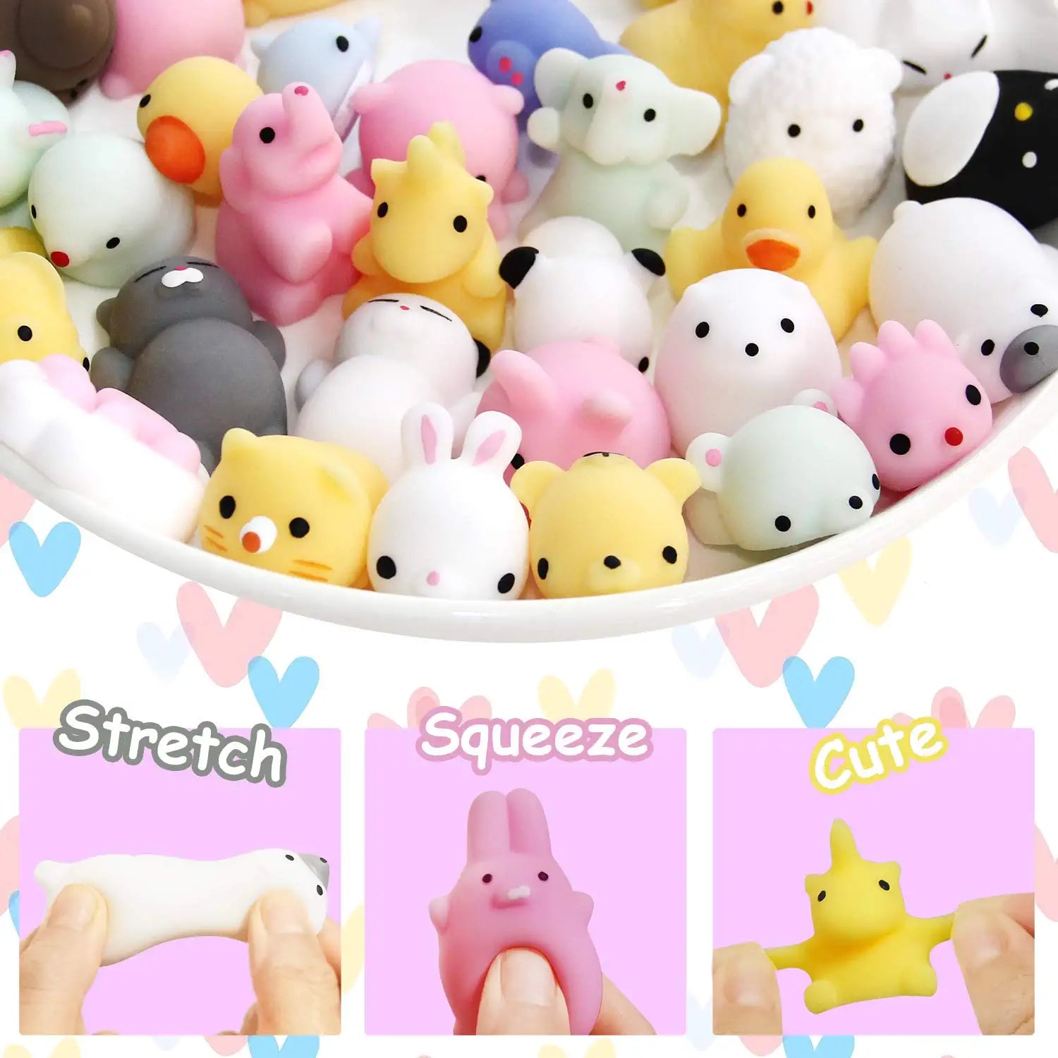 40Pcs Mochi Squishy Toys Bulk, Kids Party Favors Squishies Stress Toys Pack Includes Unicorn and Animals Toy for Kids Boys Girls Class Prize Box Items, Desk Mini Toys for Classroom Rewards