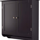 Bathroom Wall Cabinet, over the Toilet Space Saver Storage Cabinet, Medicine Cabinet with 2 Doors Cupboard with Adjustable Shelf and Towels Bar, Dark Brown