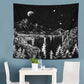 Starry Night Tapestry Mountain Tapestry Moon Stars Tapestry Black and White Tapestry for Bedroom Living Room 59X51 Inch