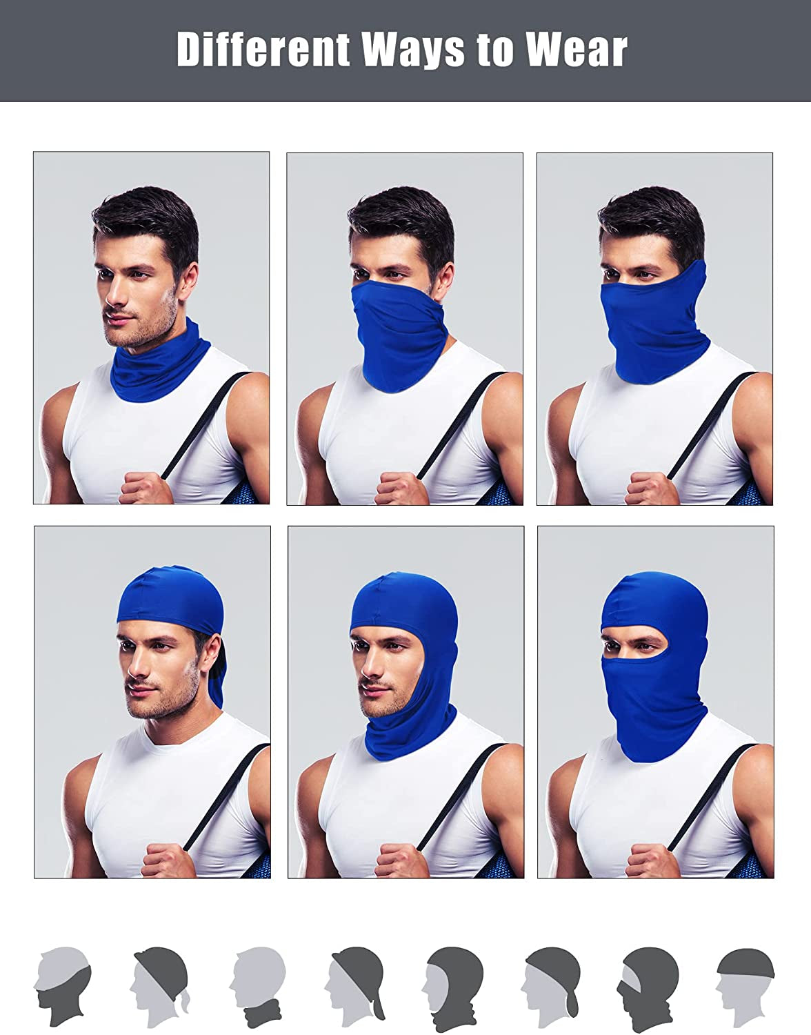 SATINIOR 9 Pcs Ski Mask for Men Full Face Helmet Mask Balaclava Winter Neck Gaiter Outdoor Cycling Windproof Hood