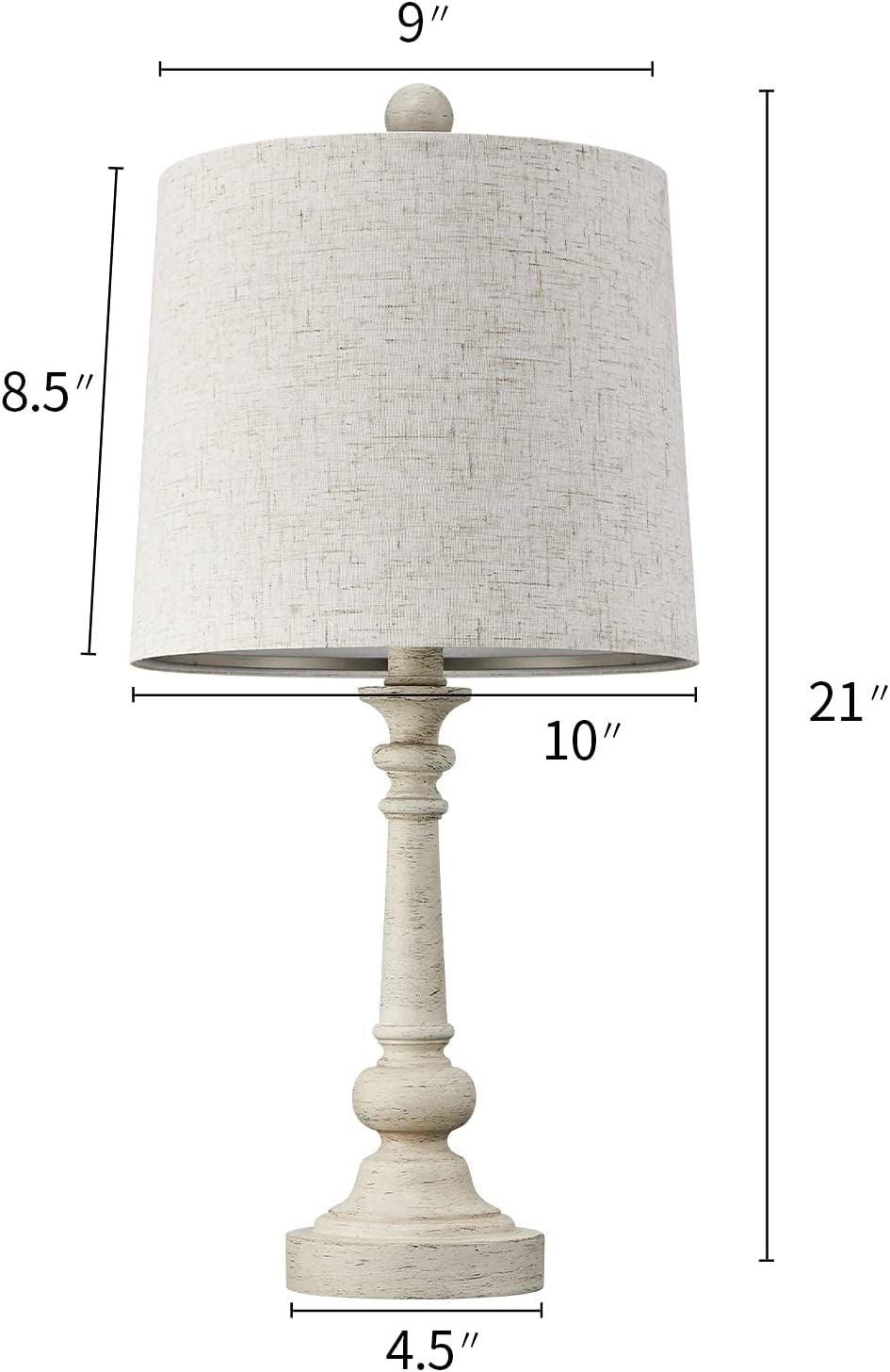 Pokat 21" Retro Style Farmhouse Table Lamp Sets of 2 for Living Room Bedroom Rustic Bedside Nightstand Lamp Linen Washed