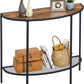 Console Table 2 Tier Narrow Entryway Table with Storage Shelves Half Moon Sofa Couch Table Industrial Small Entry Way Tables for Living Room Bedroom Hallway Office Easy Assembly, Walnut Black