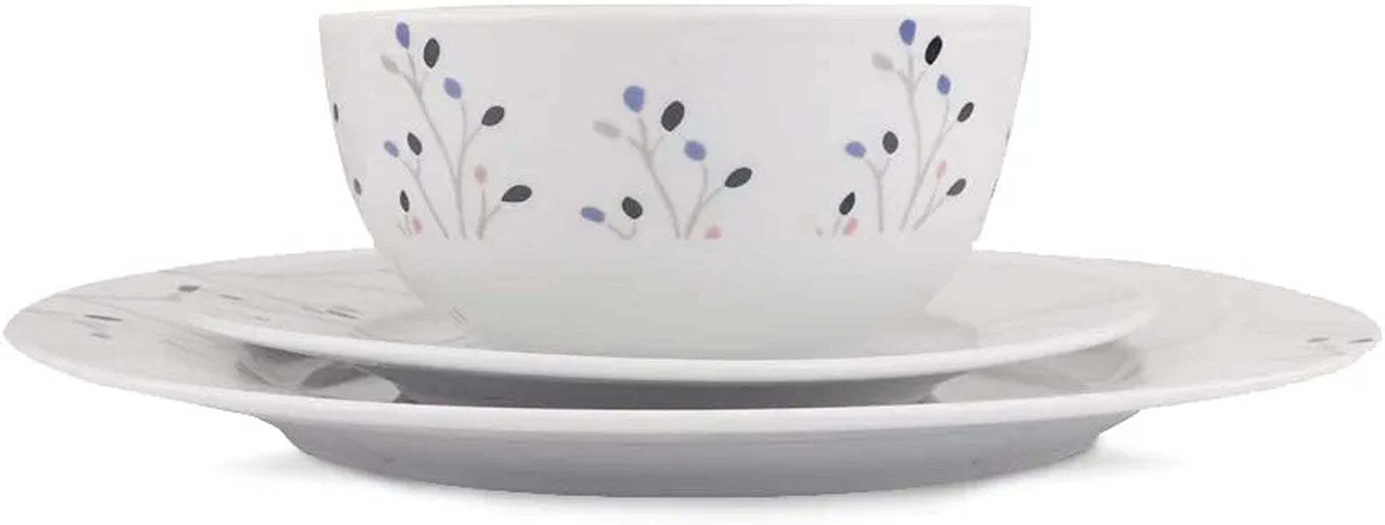 18-Piece Kitchen Dinnerware Set, Plates, Dishes, Bowls, Service for 6, Branches