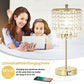 Crystal Table Lamp Set of 2, 3-Way Dimmable Nightstand Lamp with 2 USB Charging Ports, Gold Bedside Lamp for Bedroom, Touch Small Lamp with Elegant Shade for Living Room, B11 LED Bulb Included