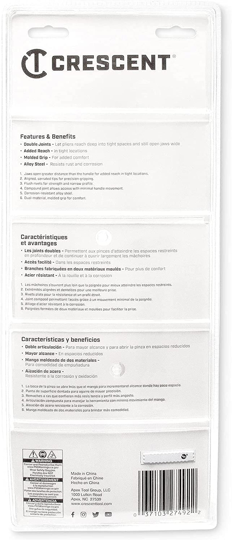 Crescent 2 Pc. X2 Straight and Bent Long Nose Dual Material Plier Set - PSX204C , Red