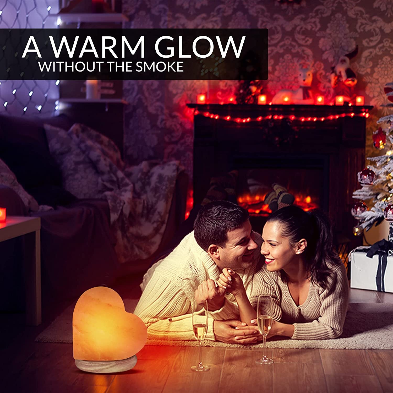 Himalayan Glow 944AC USB Heart Salt Lamp, Multicolor Night Light, Best Home Decor by , 4-5 Lbs, Traditional