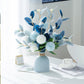 Artificial Flowers with Ceramic Vase, Blue Hydrangea Silk Flowers for Decoration, Wedding Party Home Decor