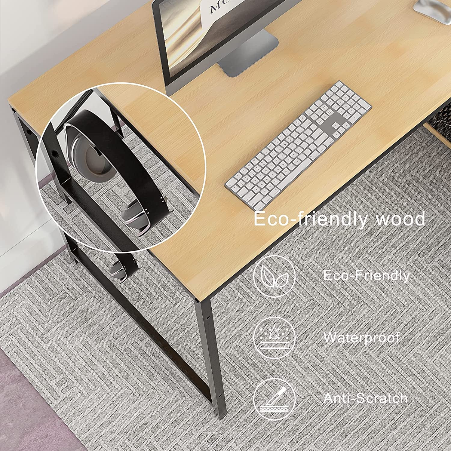 Computer Desk with Shelves Storage 47 INCH Study Writing Desk for Home Office Desks,Modern Simple Style Steel Frame Wood for PC Table with Bookshelfs