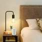Set of 2 Touch Control 3-Way Dimmable Industrial Table Lamp with 2 USB Charging Ports & AC Outlet Metal Bedside Nightstand Desk Lamp for Bedroom Living Room, Vintage ST64 E26 Edison LED Bulbs Included