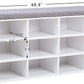Shoe Storage Bench with Cushion, Cubby Shoe Rack with 12 Cubbies, Adjustable Shelves, Multifunctional Shoe Organizer Bench for Entryway, Mudroom, Hallway, Closet and Garage, White