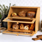 Double Compartment Bread Box - Extra Large Bamboo Bread Box for Kitchen Countertop, with Clear Window, Farmhouse Style Double Layer Bread Storage Bin Holder (Self-Assembly)