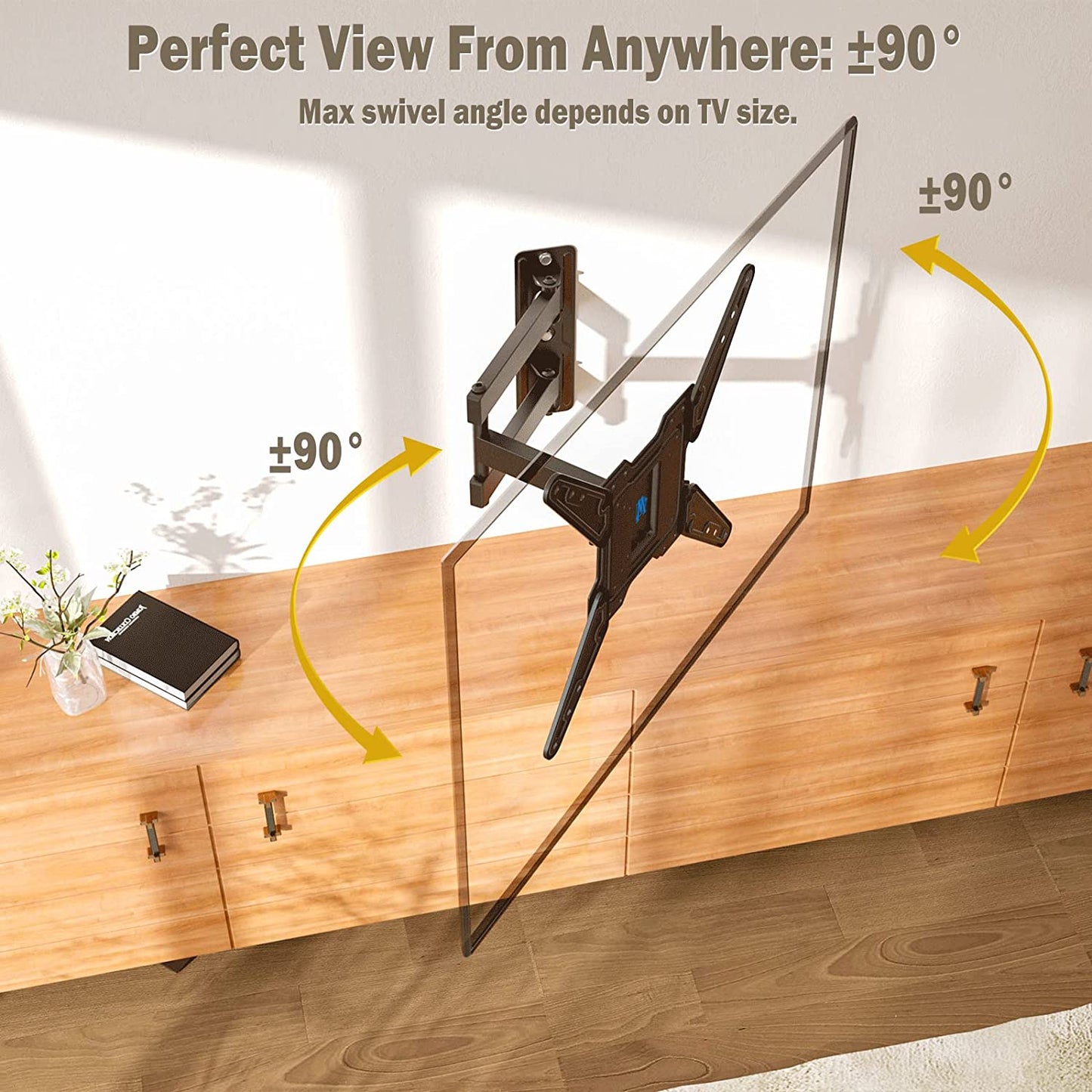 TV Wall Mount for Most 26-55 Inch Tvs, Full Motion TV Mount with Perfect Center Design on Single Stud Articulating Mount Max VESA 400X400Mm up to 77 LBS, Wall Mount TV Bracket MD2413-MX