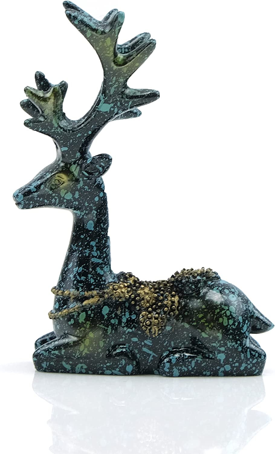 2PCS Reindeer Figurines,Nordic Modern Style Resin Sitting and Standing Deer Statue Decorations for Office Bedroom Family Living Room (Blue)