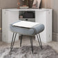 Velvet Upholstered Footrest Faux Fur Square Storage Ottoman, Coffee Table Makeup Stool with Plating Black Metal Legs for Living Room, Bedroom, Bathroom Large Vanity Benches Gray