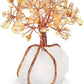 Chakra Healing Yellow Crystals Copper Tree of Life Wrapped on Natural Clear Quartz Crystal Base Feng Shui Luck Figurine Decoration