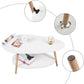 Coffee Table-Oval Wood Coffee Table with Open Shelving for Storage and Display 2 Tier Sofa Table, Small Modern Furniture for Living Room&Home Office-White
