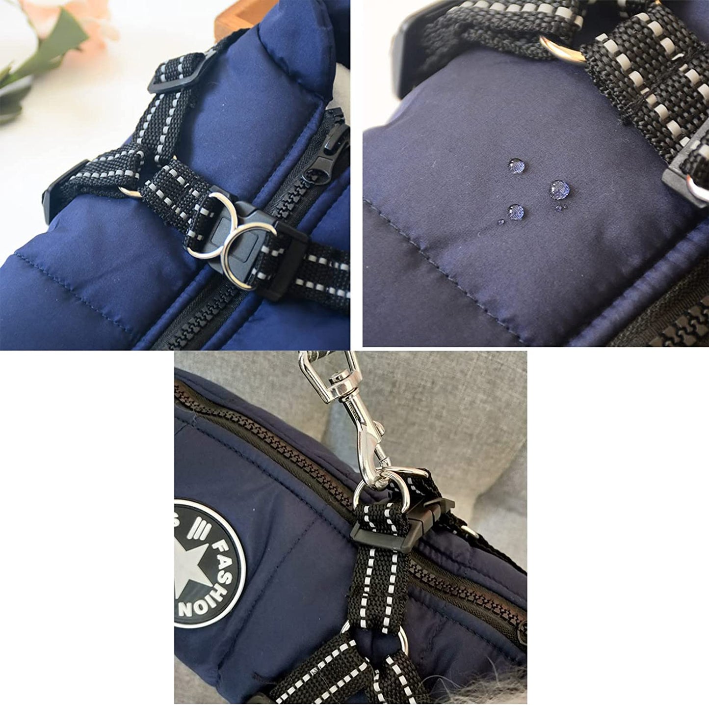 Pet Jacket, Dog Coat Harness Winter Warm Vest Jacket Waterproof Cotton Costume for Puppy Small Medium Dogs (M, Blue)